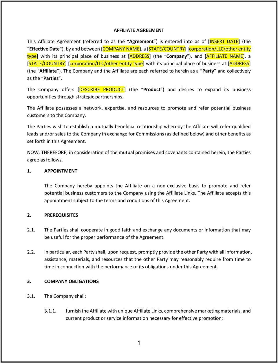 Affiliate Agreement (New York): Free template