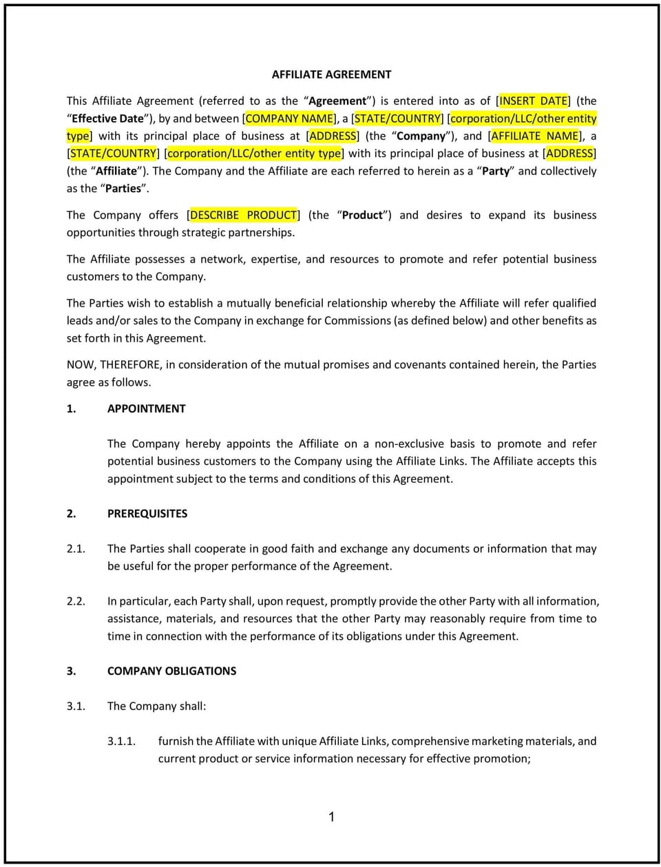 Affiliate Agreement (North Carolina): Free template