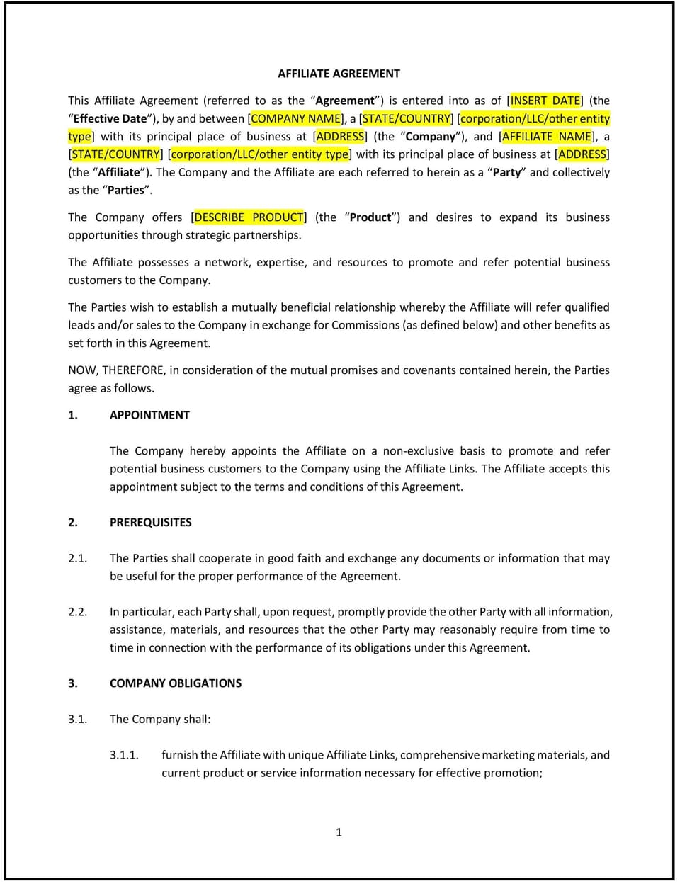 Affiliate Agreement (Oklahoma): Free template