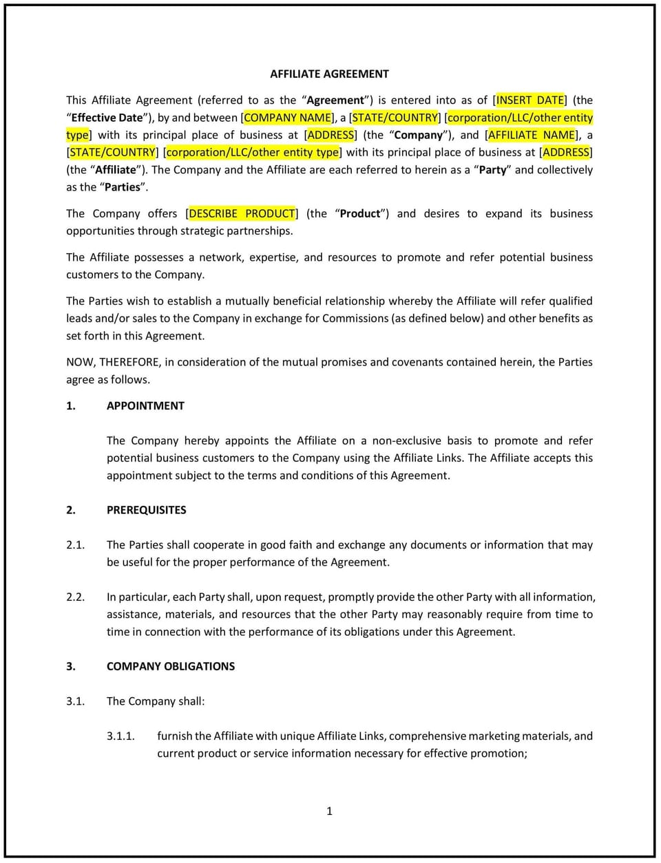 Affiliate Agreement (Oregon): Free template