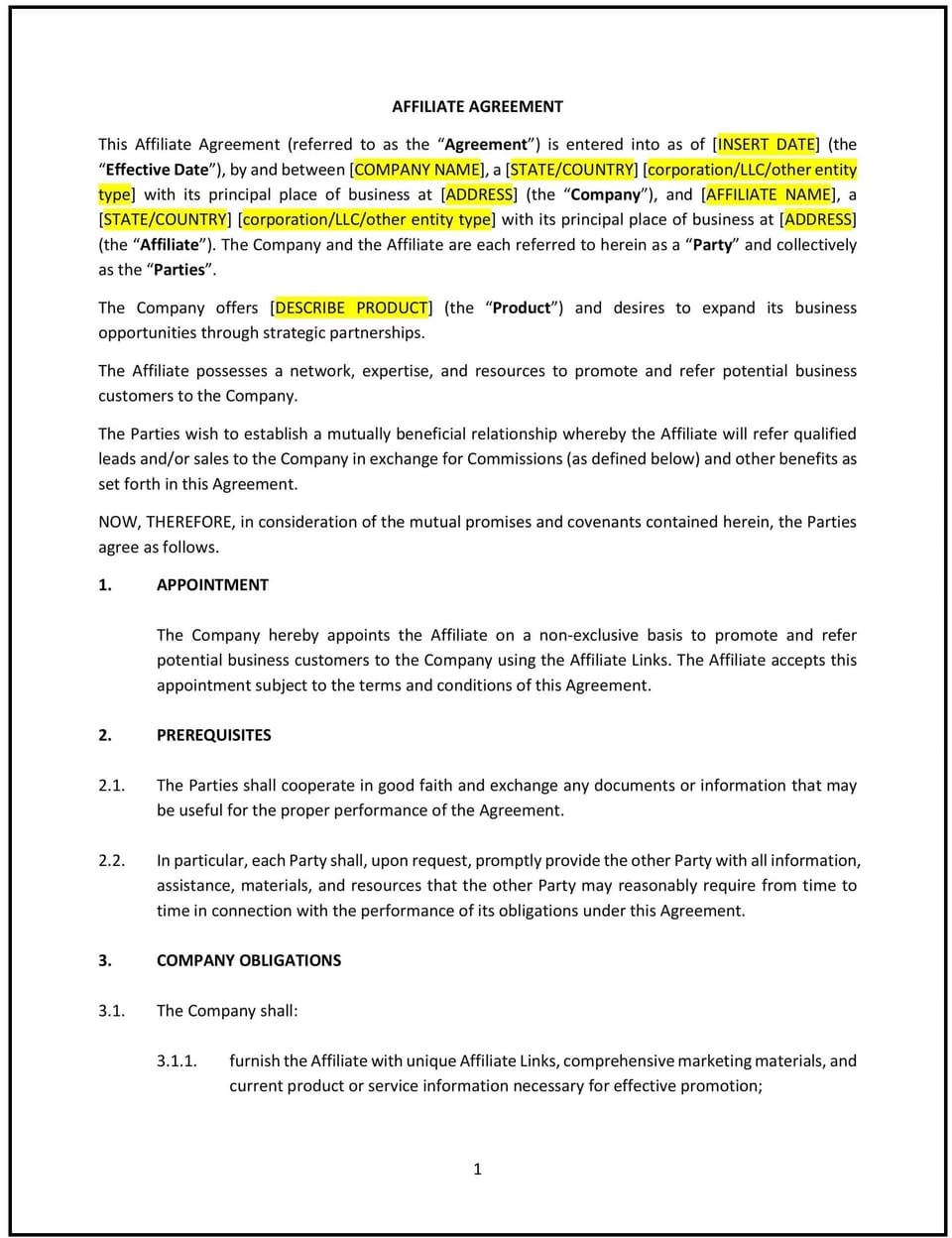 Affiliate Agreement (Rhode Island): Free Template