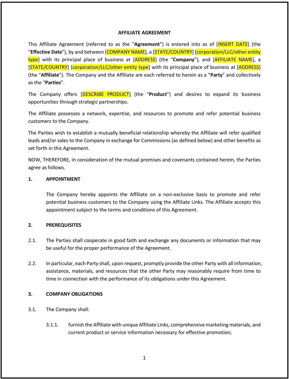 Affiliate Agreement (South Carolina): Free template
