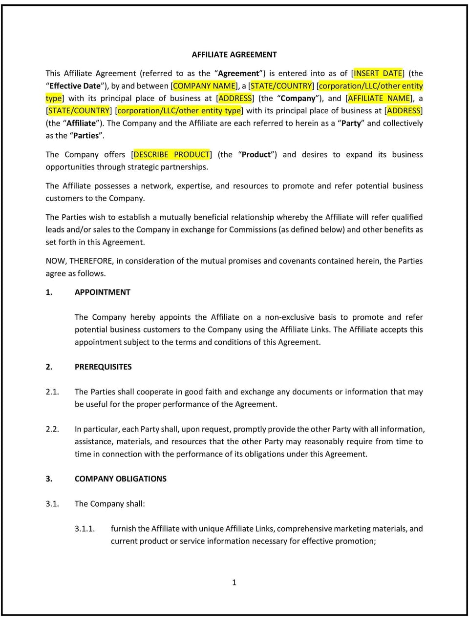 Affiliate Agreement (Texas): Free template