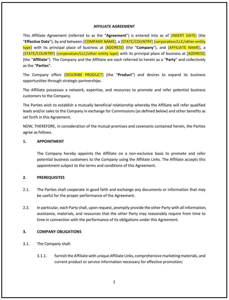 Affiliate Agreement (West Virginia): Free template