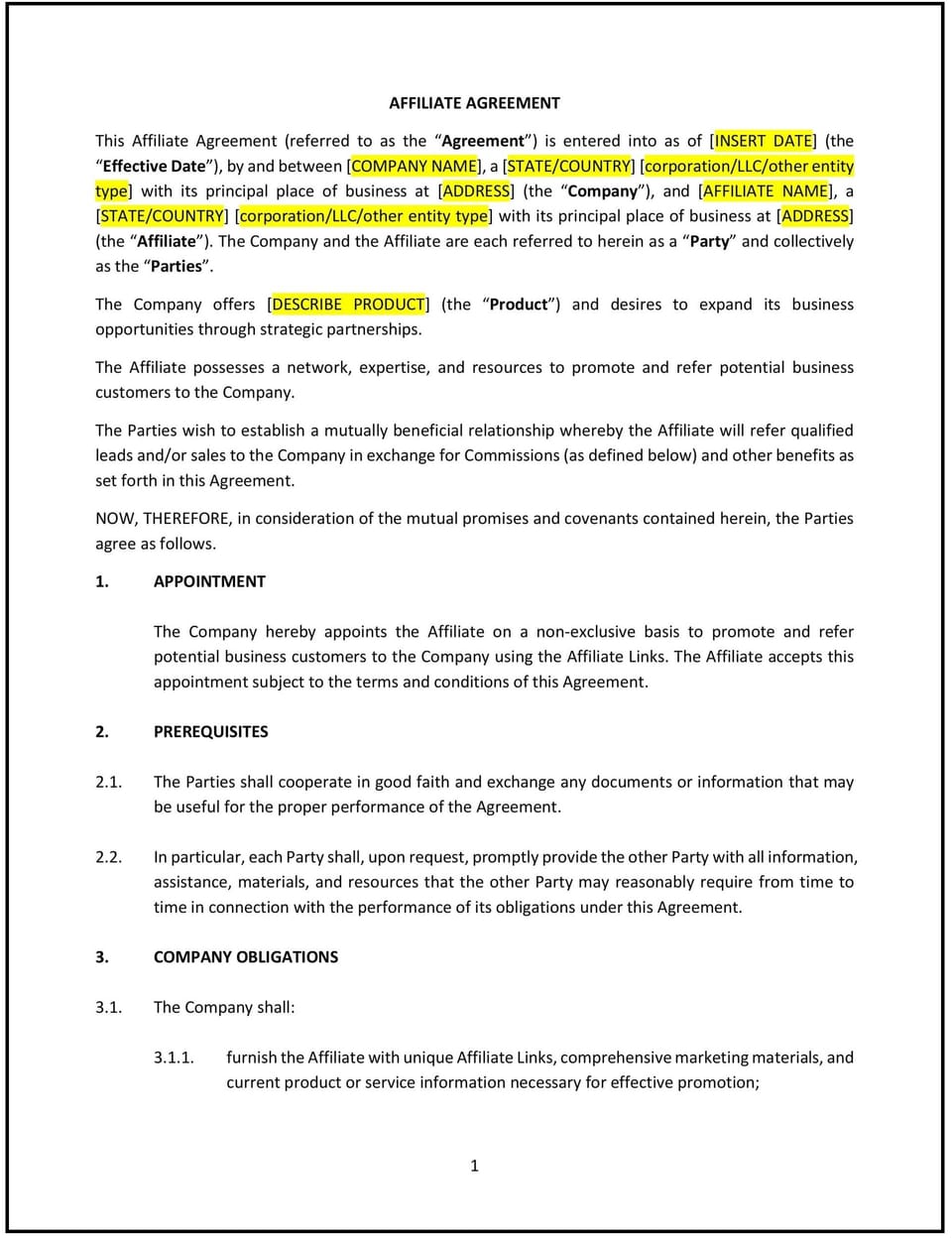 Affiliate Agreement (Wyoming): Free template