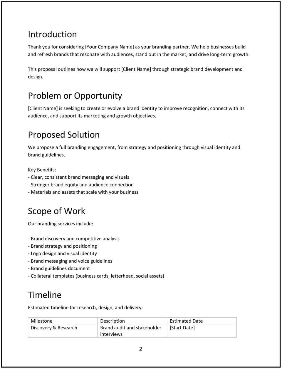 Branding agency proposal: Free template