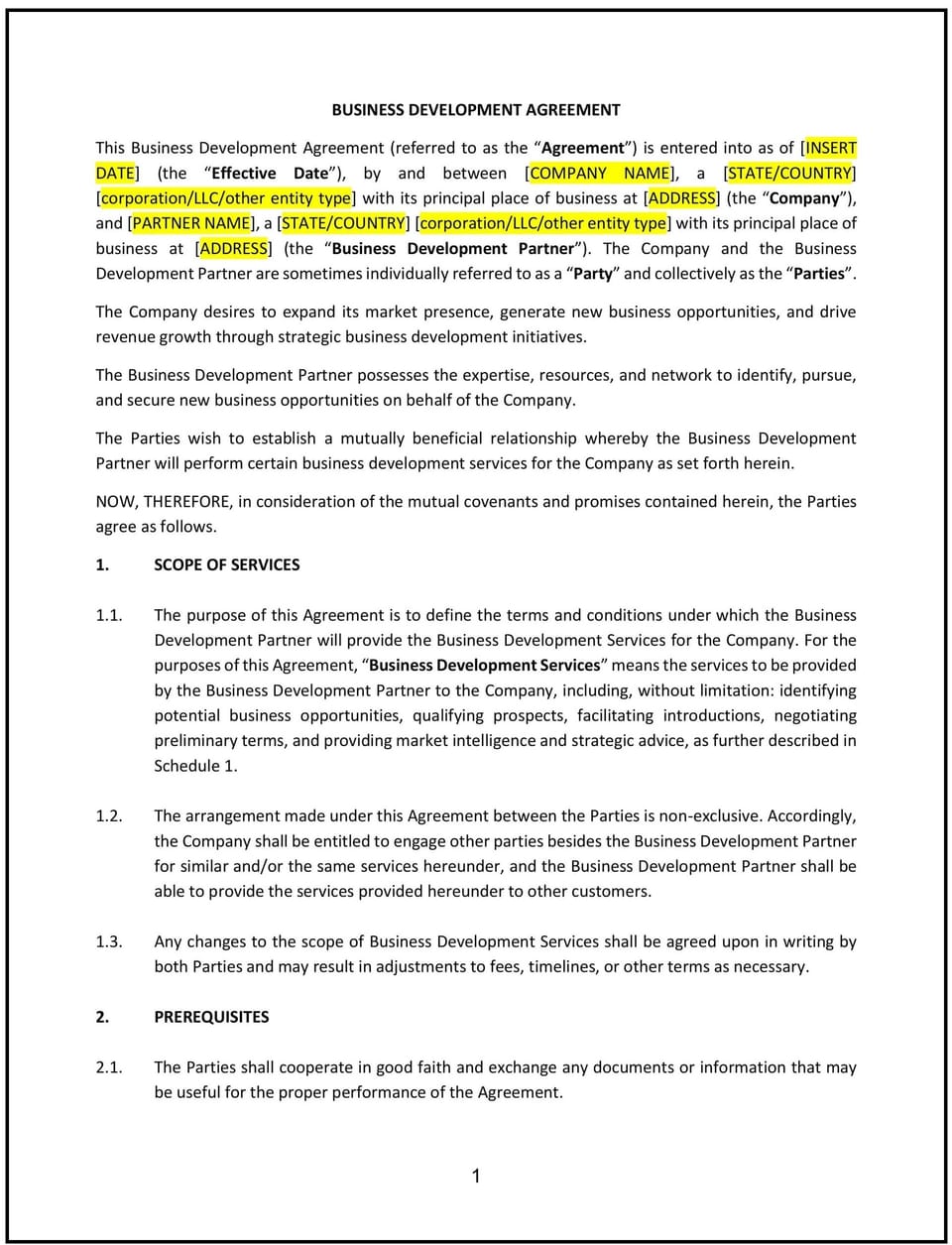 Business Development Agreement (New Hampshire): Free template