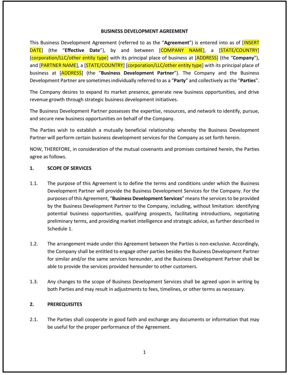 Business Development Agreement (Washington): Free template