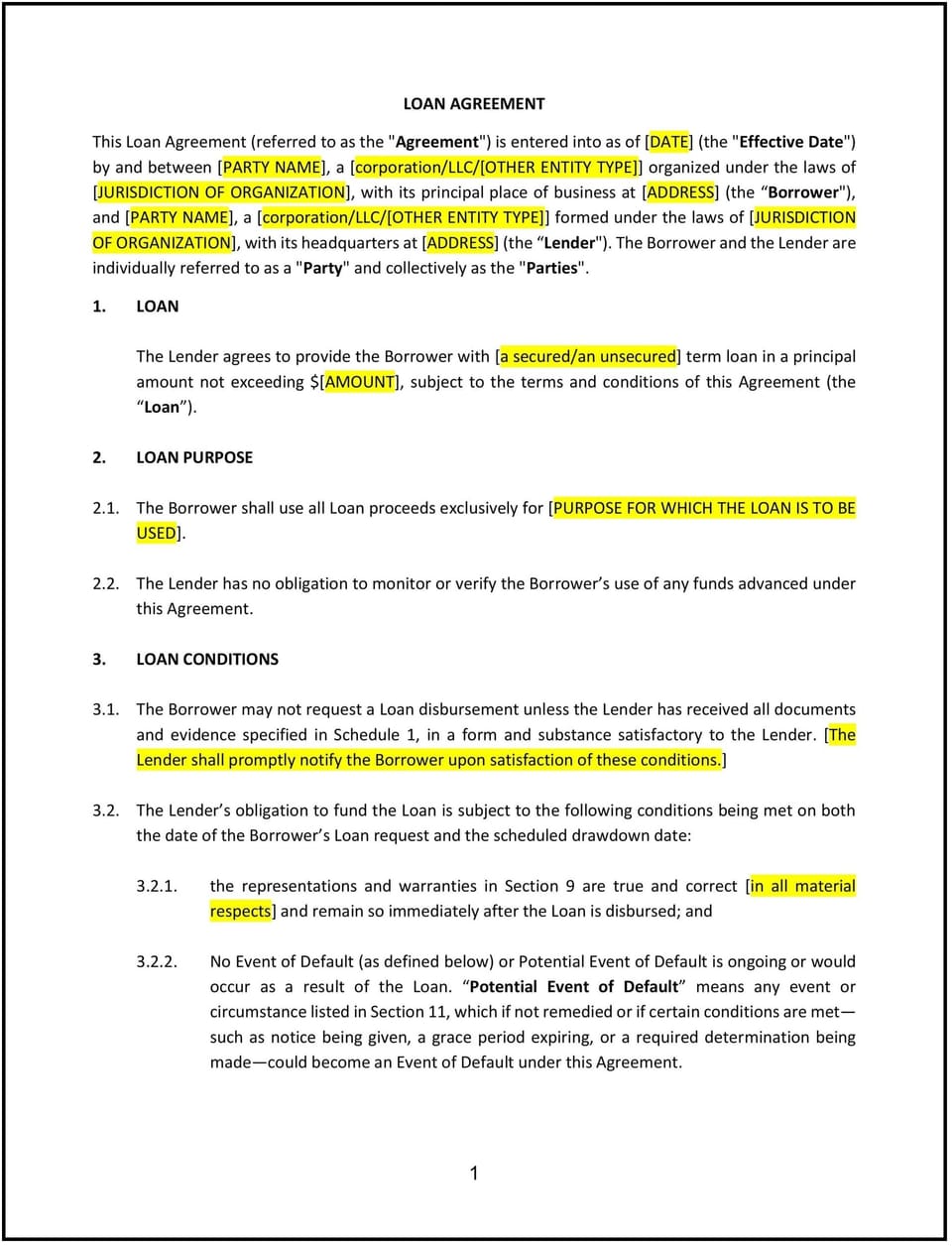 Loan Agreement (Business) (Missouri): Free template