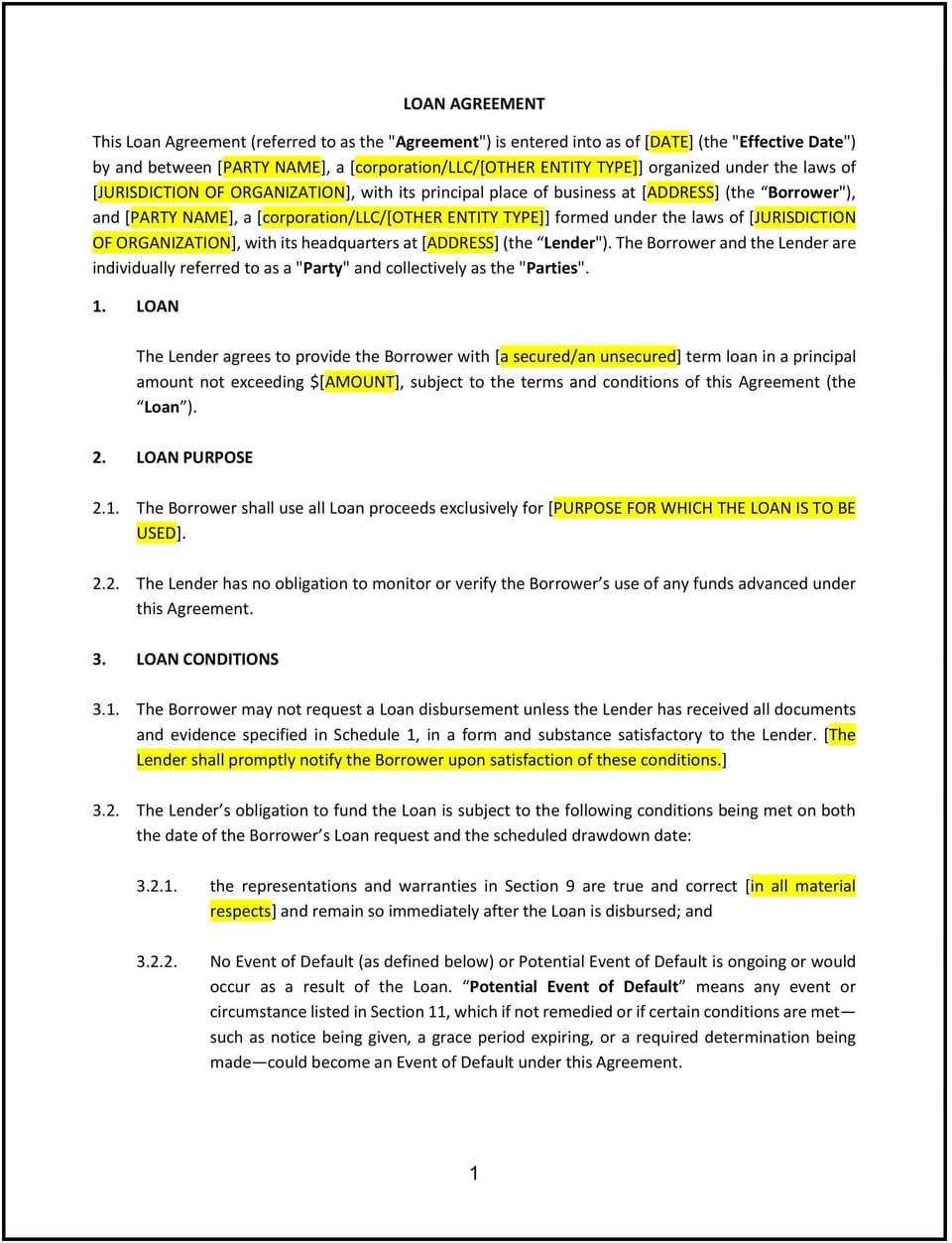 Loan Agreement (Business) (New Hampshire): Free template