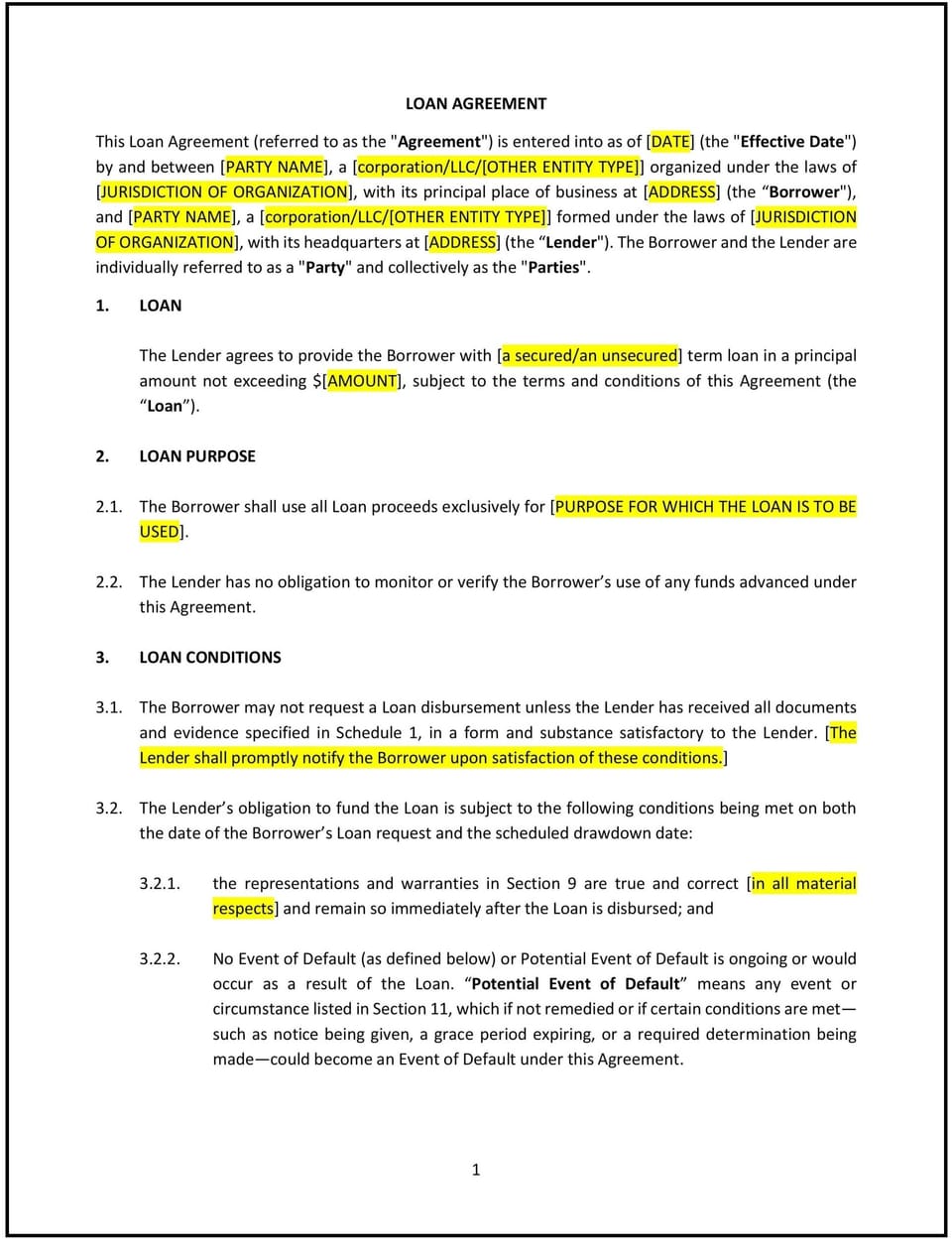 Loan Agreement (Business) (South Dakota): Free template
