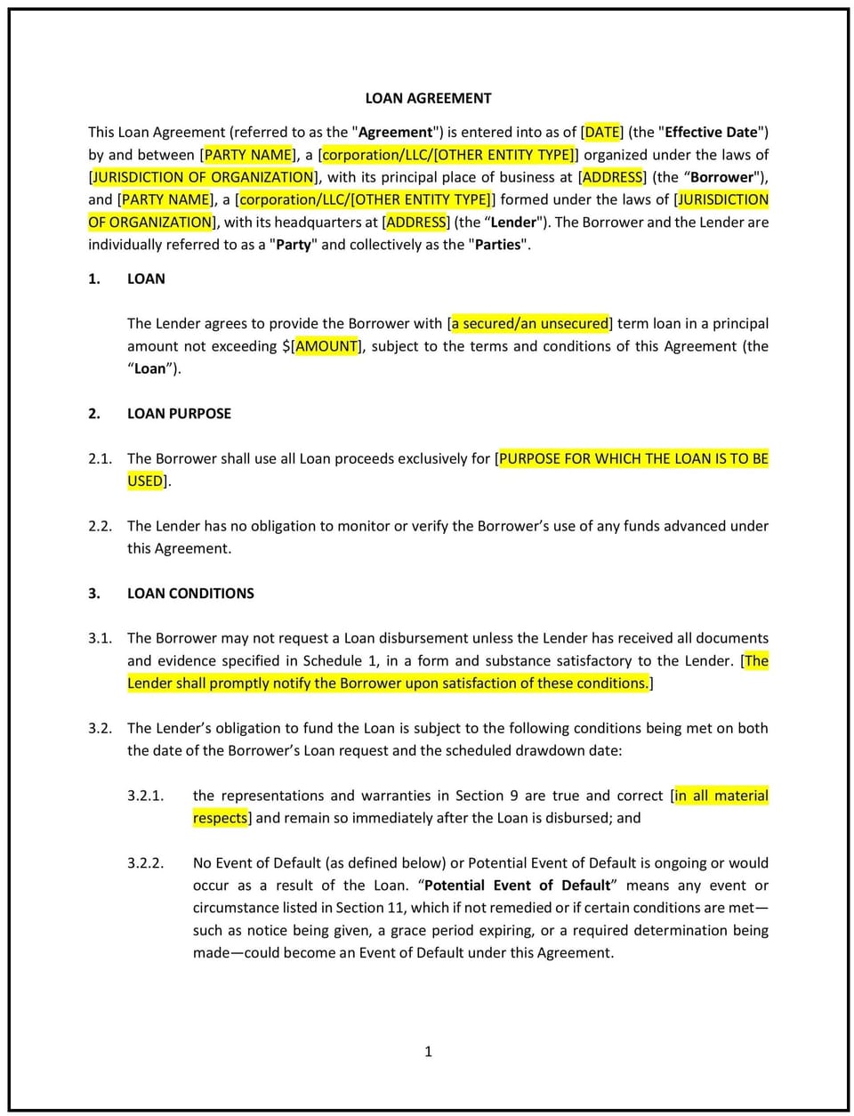 Loan Agreement (Business) (Virginia): Free template