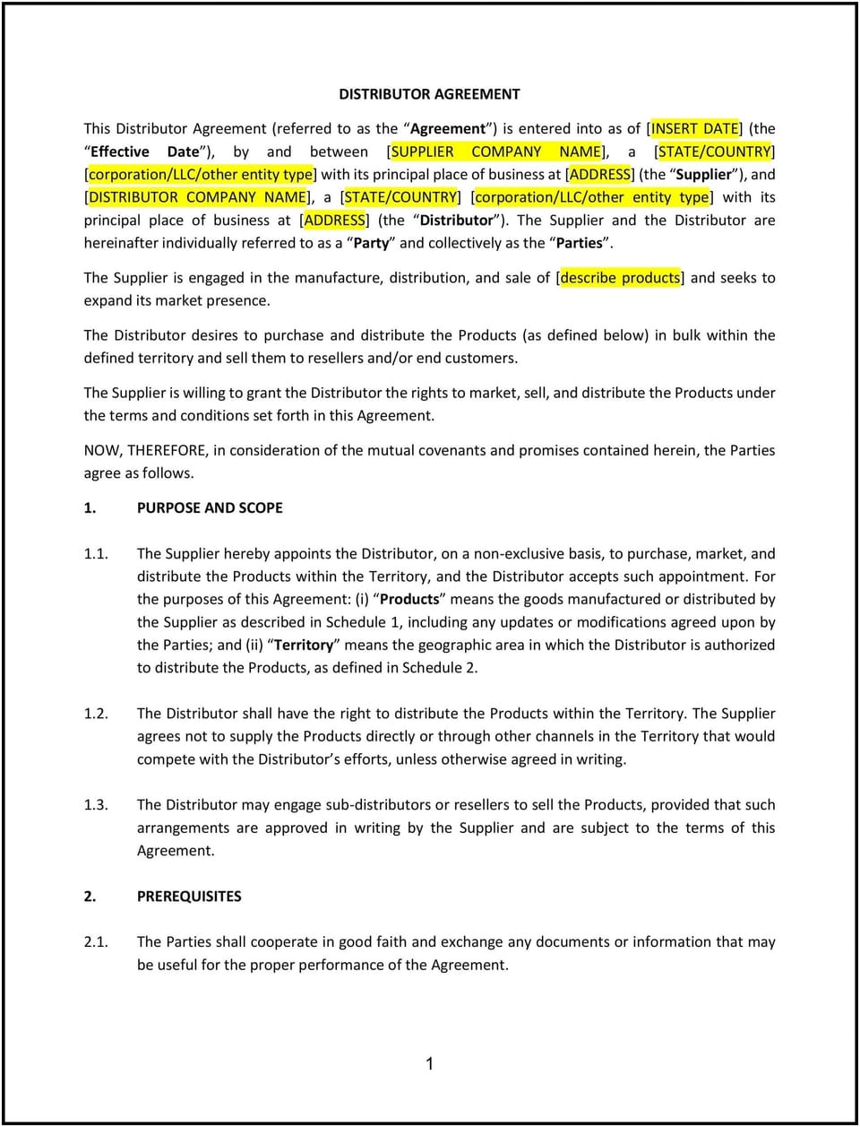 Distributor Agreement (North Dakota): Free template