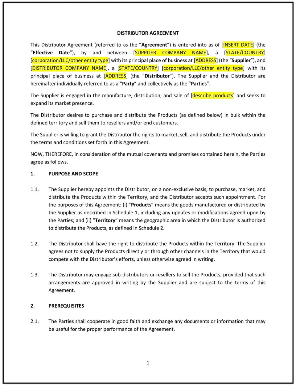 Distributor Agreement (Oregon): Free template