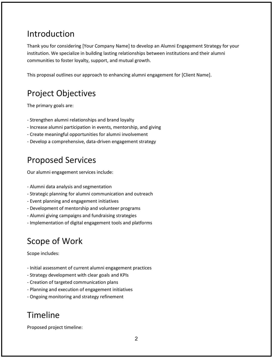 Alumni-engagement strategy proposal: Free template