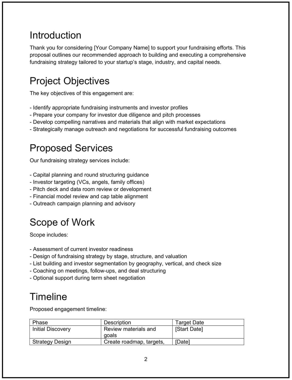 Fundraising strategy proposal: Free template