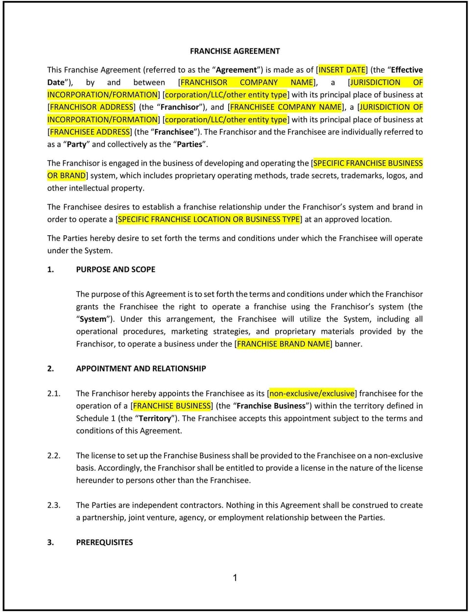 Franchise Agreement (New Jersey): Free template
