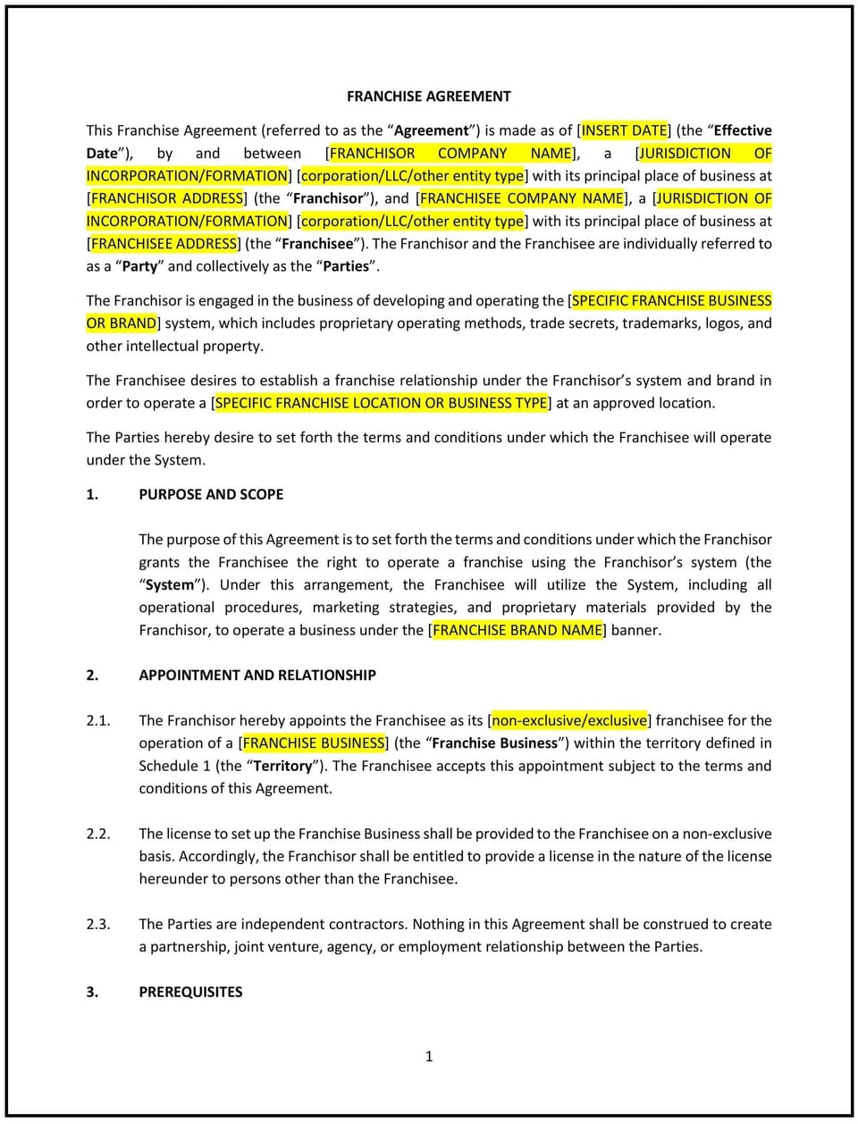Franchise Agreement (Ohio): Free template