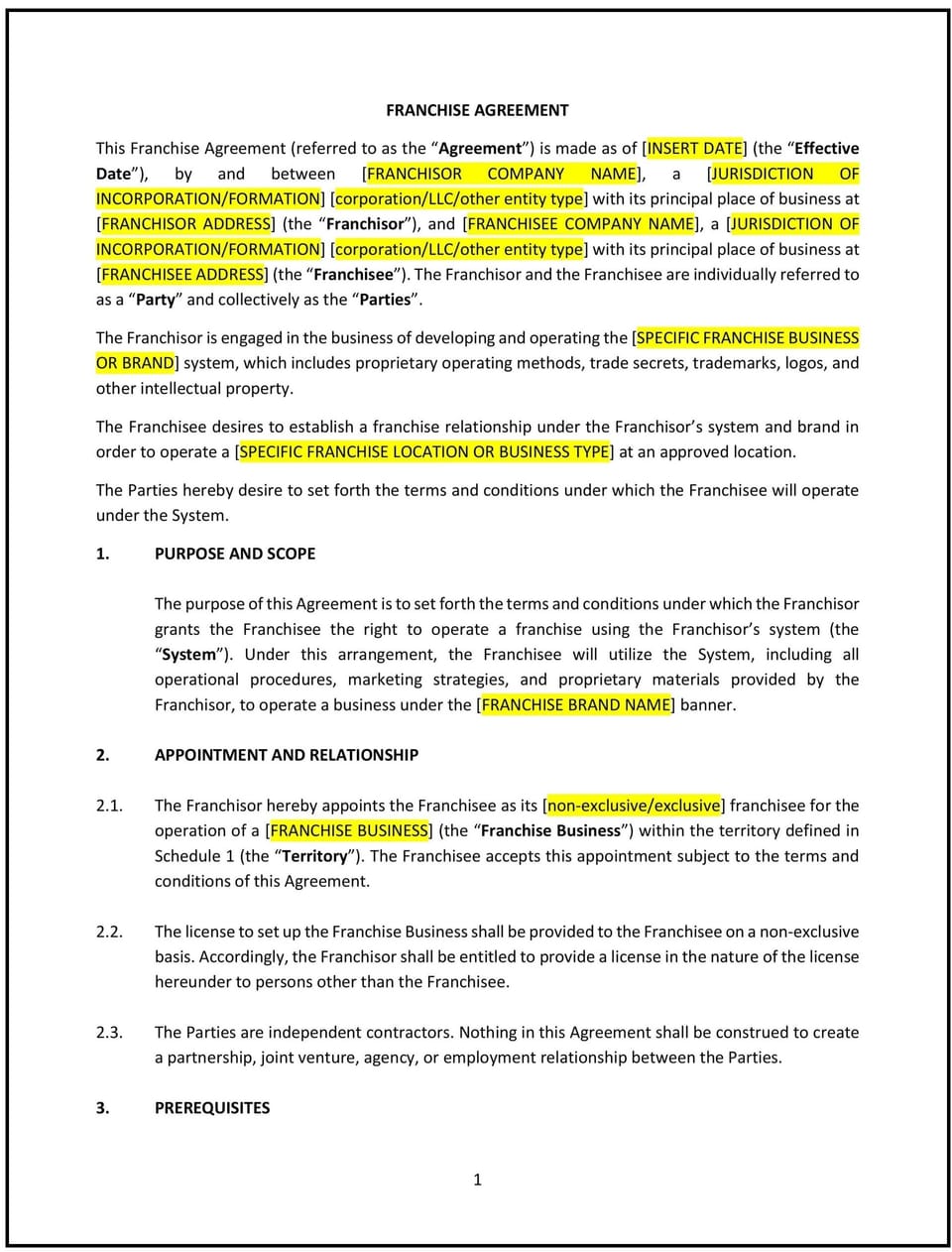 Franchise Agreement (Oklahoma): Free template