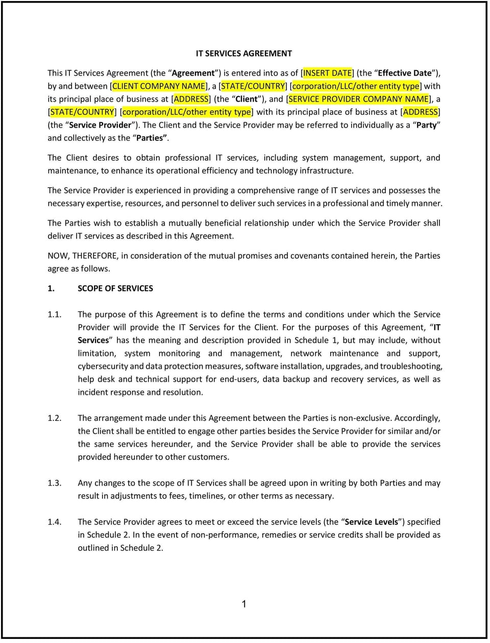IT Services Agreement (Missouri): Free template