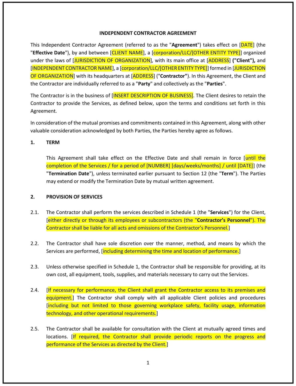 Independent Contractor Agreement (South Carolina): Free template