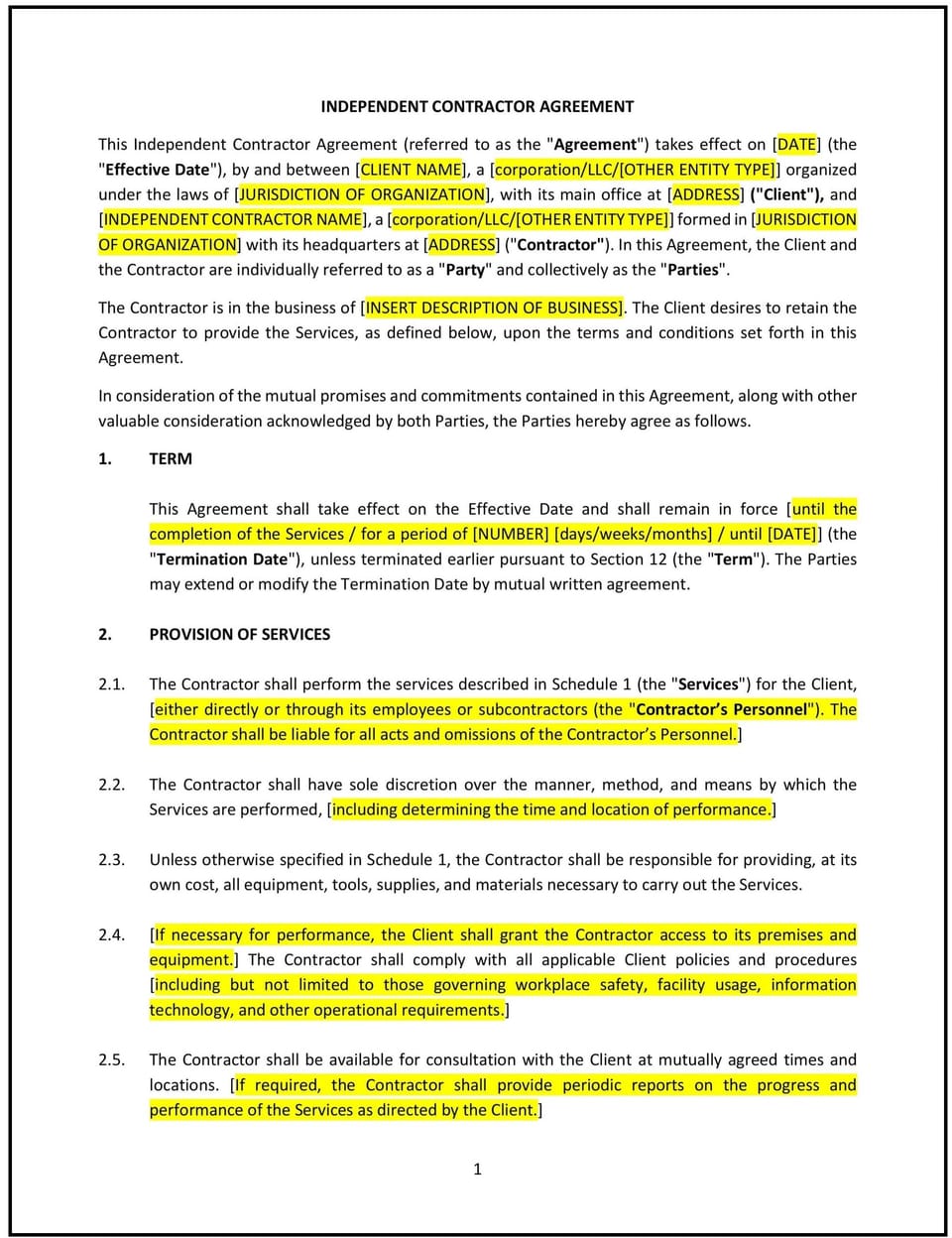 Independent Contractor Agreement (South Dakota): Free template