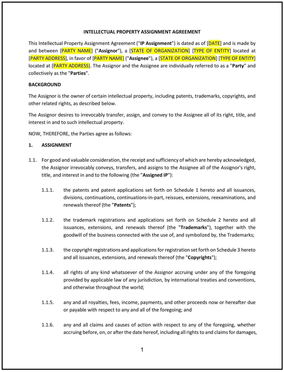 Intellectual Property Assignment Agreement (Missouri): Free template
