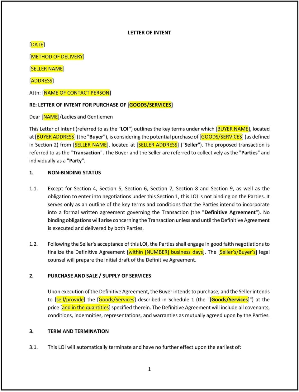 Letter of Intent (LOI) (Virginia): Free template