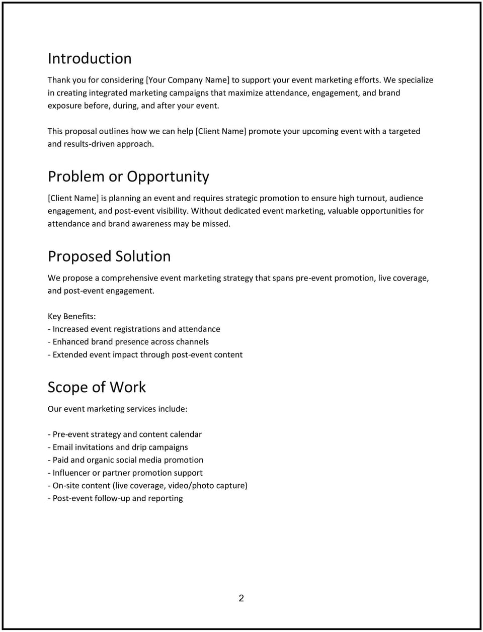 Event marketing proposal: Free template