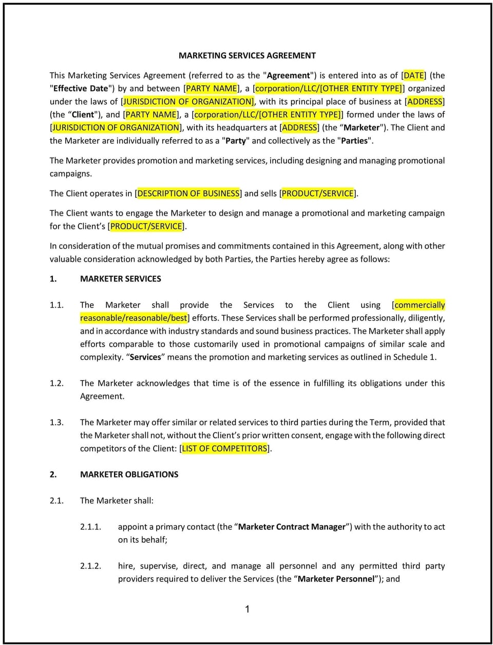 Marketing Services Agreement (Missouri): Free template