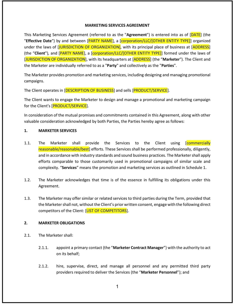 Marketing Services Agreement (Nebraska): Free template