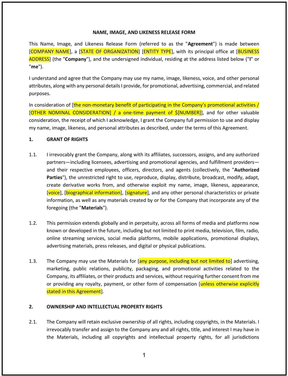 Name, Image, and Likeness Release Form (New Mexico): Free template