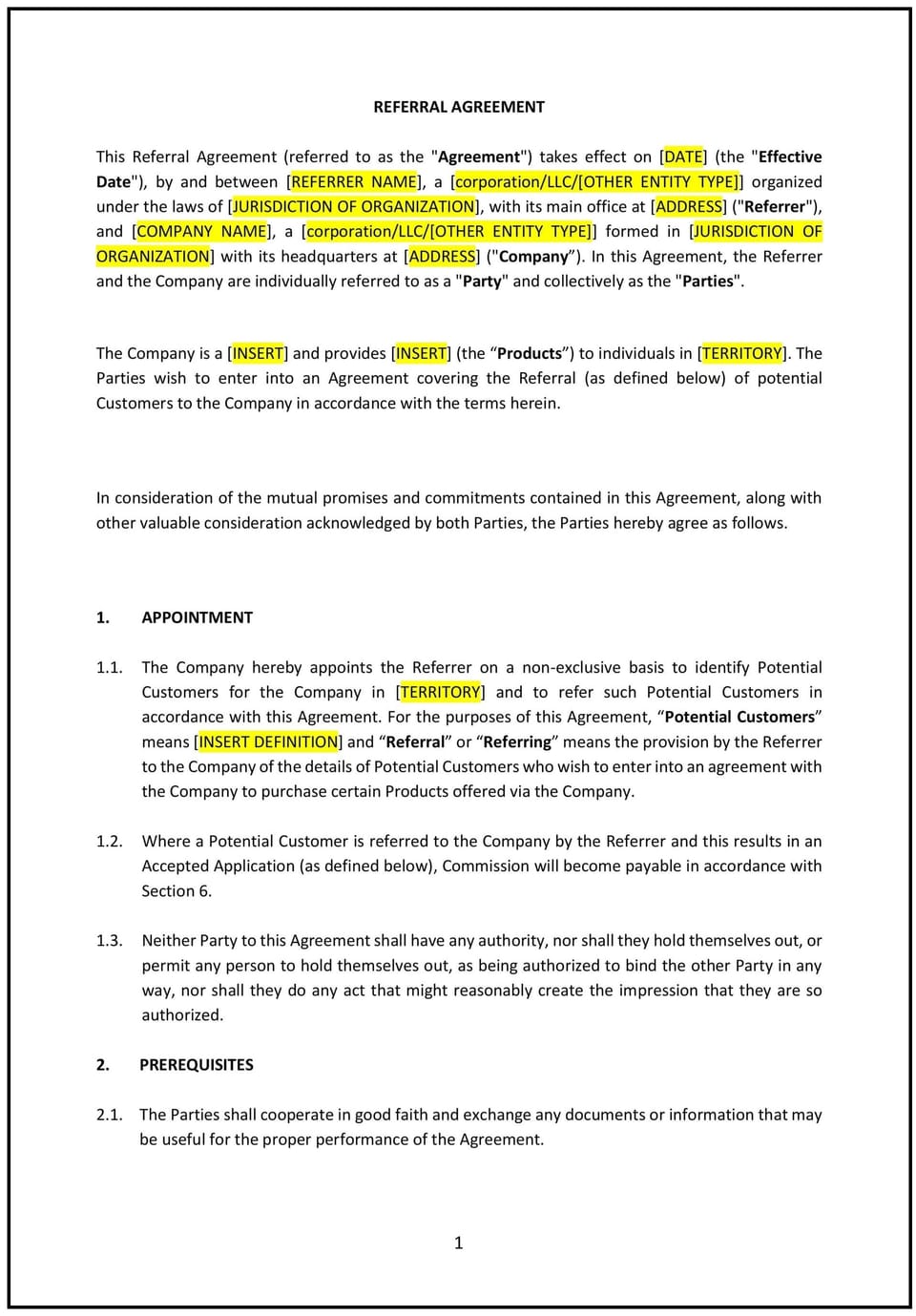 Referral Agreement (Ohio): Free template