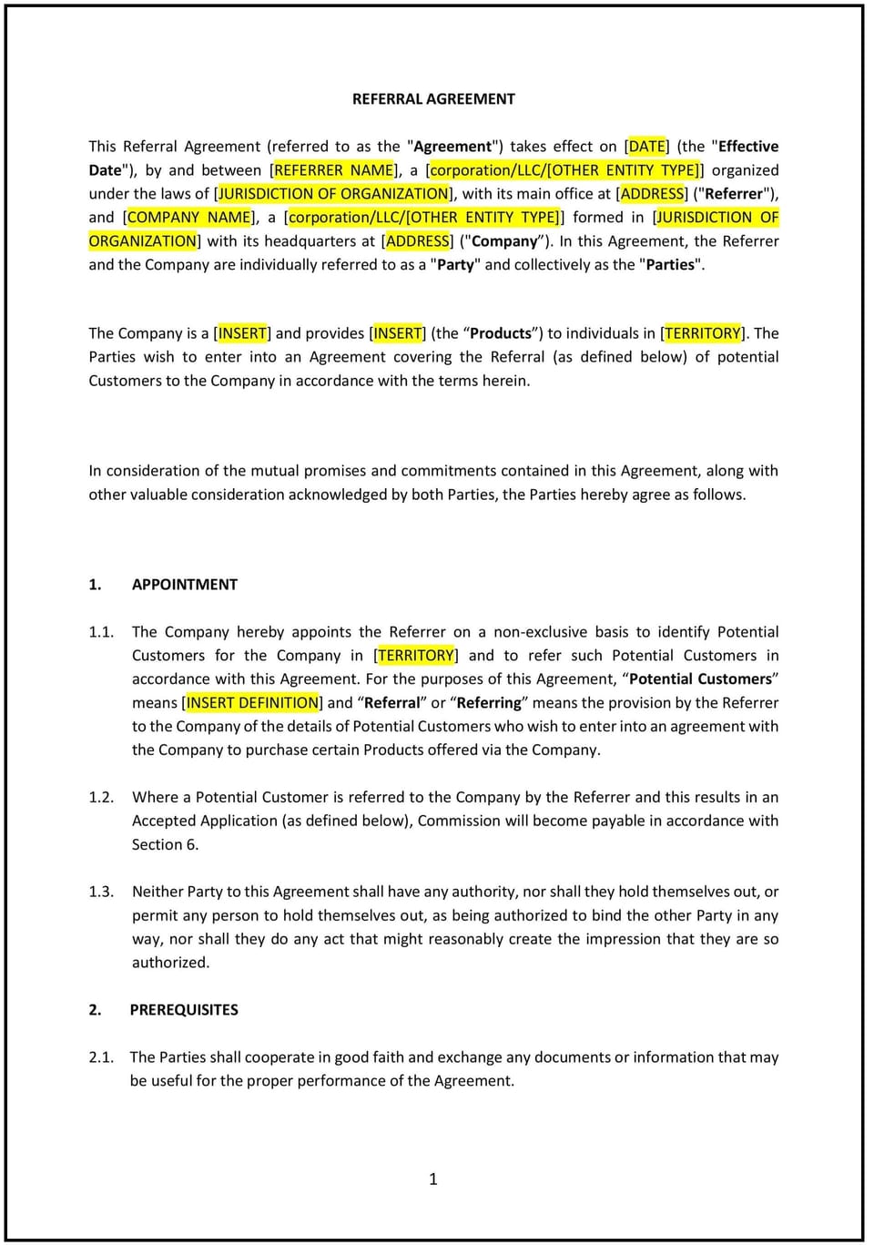 Referral Agreement (South Dakota): Free template