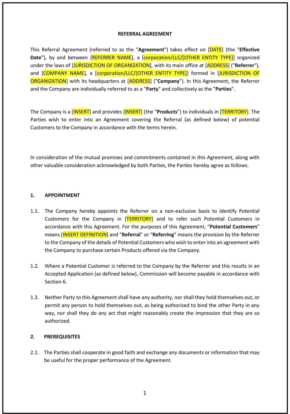 Referral Agreement (Texas): Free template