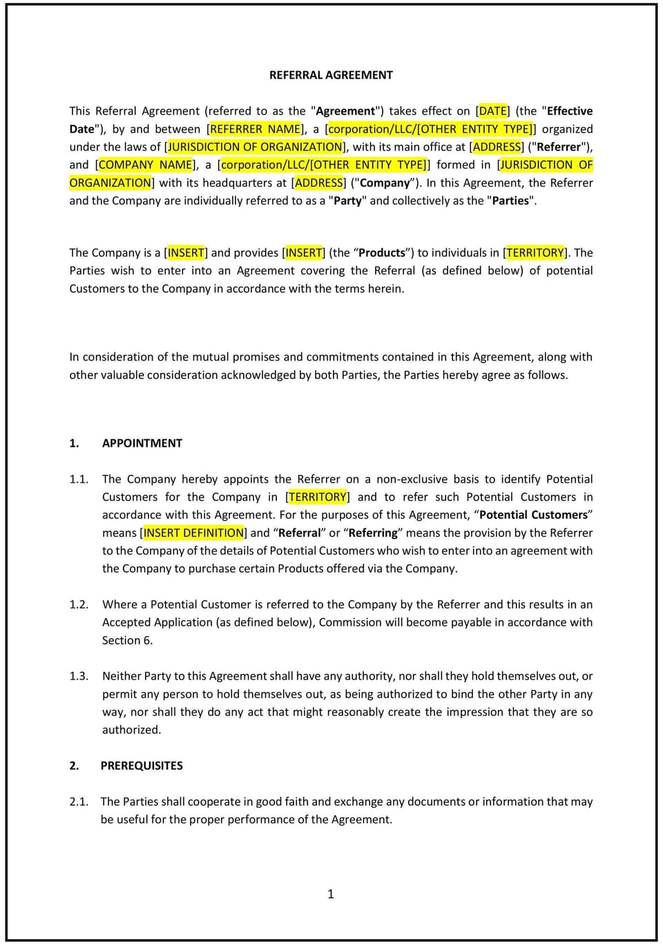 Referral Agreement (Vermont): Free template