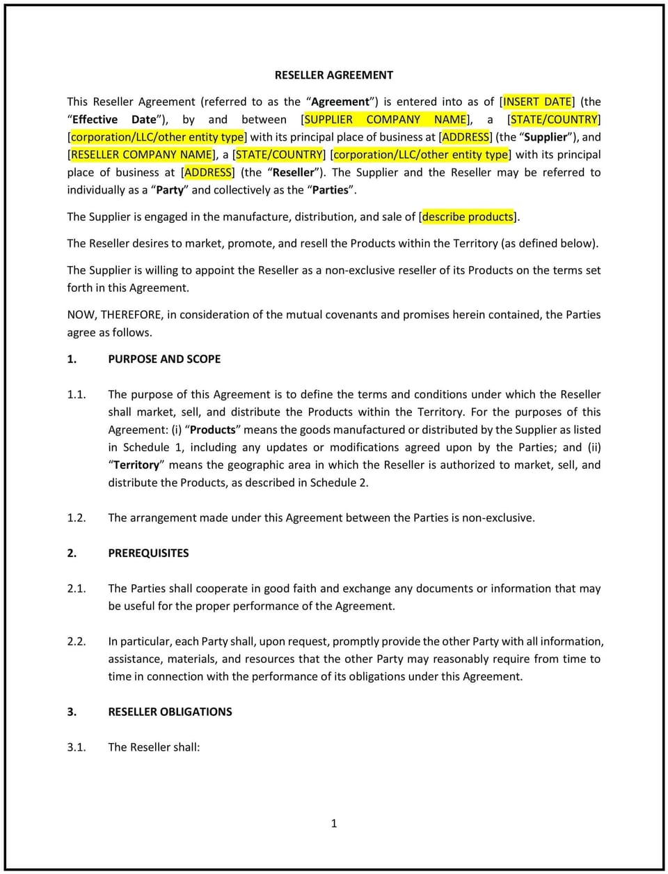 Reseller Agreement (Ohio): Free template
