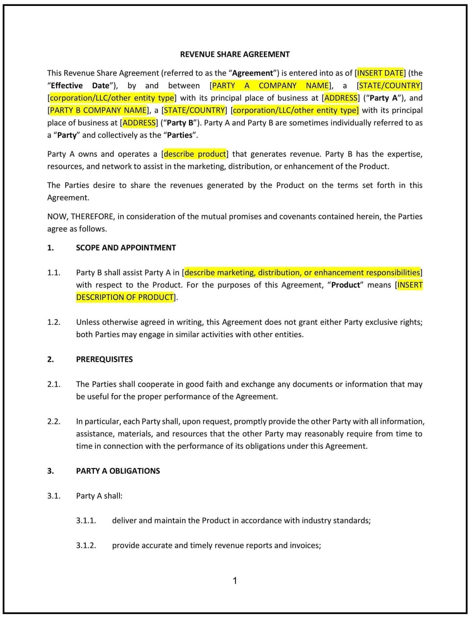 Revenue Share Agreement (Michigan): Free template