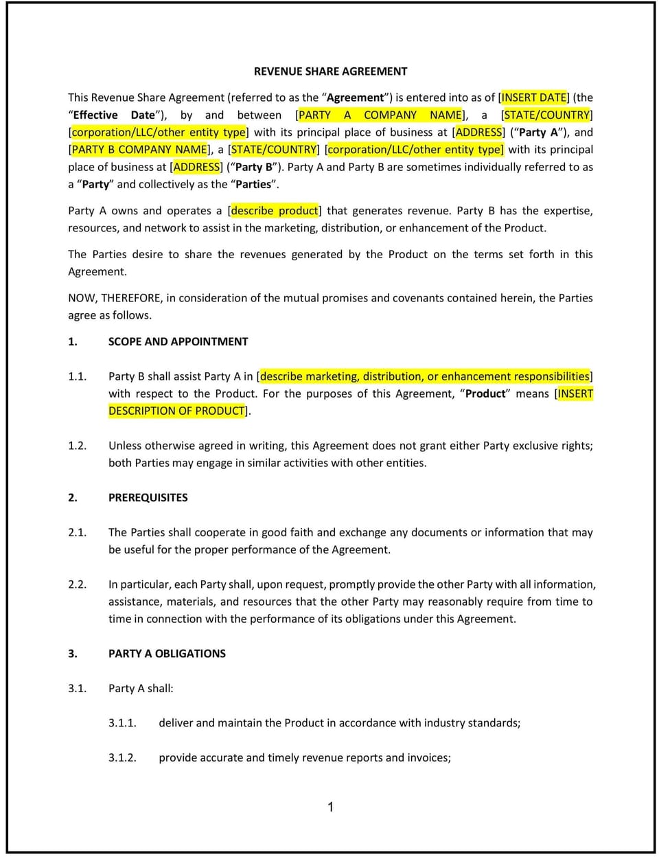 Revenue Share Agreement (Nevada): Free template