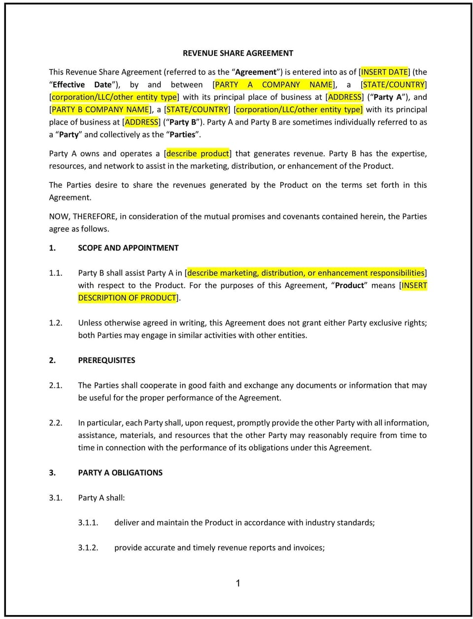 Revenue Share Agreement (New Hampshire): Free template