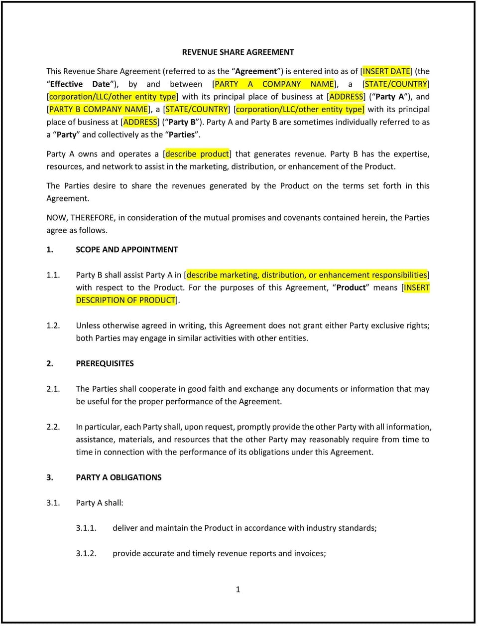 Revenue Share Agreement (Washington): Free template