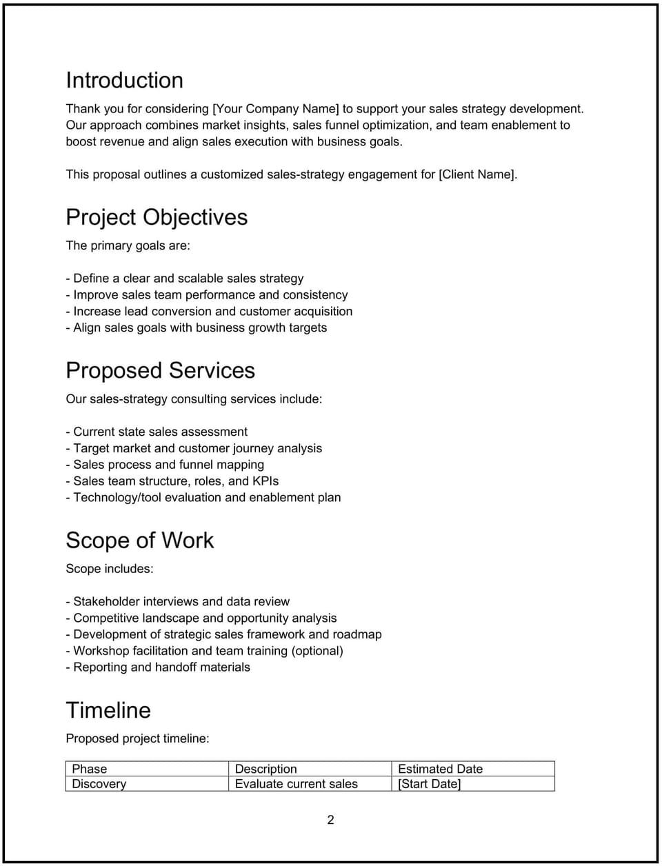 Sales strategy proposal: Free template