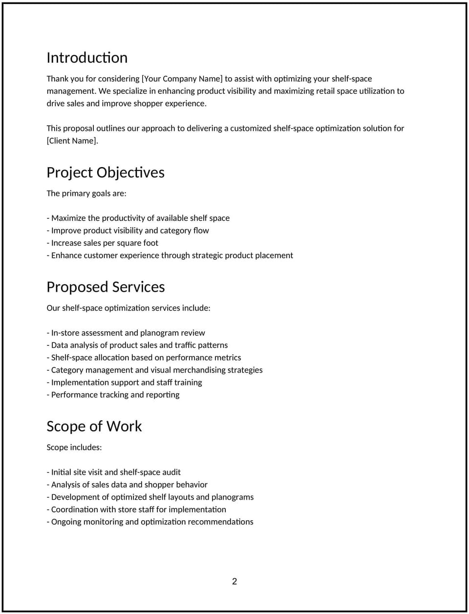 Shelf-space optimization proposal: Free template