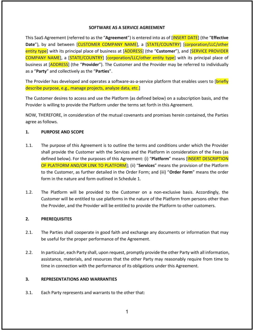 SaaS Agreement (Minnesota): Free template