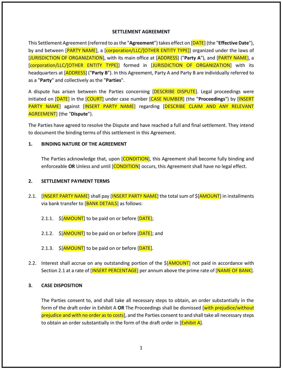 Settlement Agreement (Pennsylvania): Free template