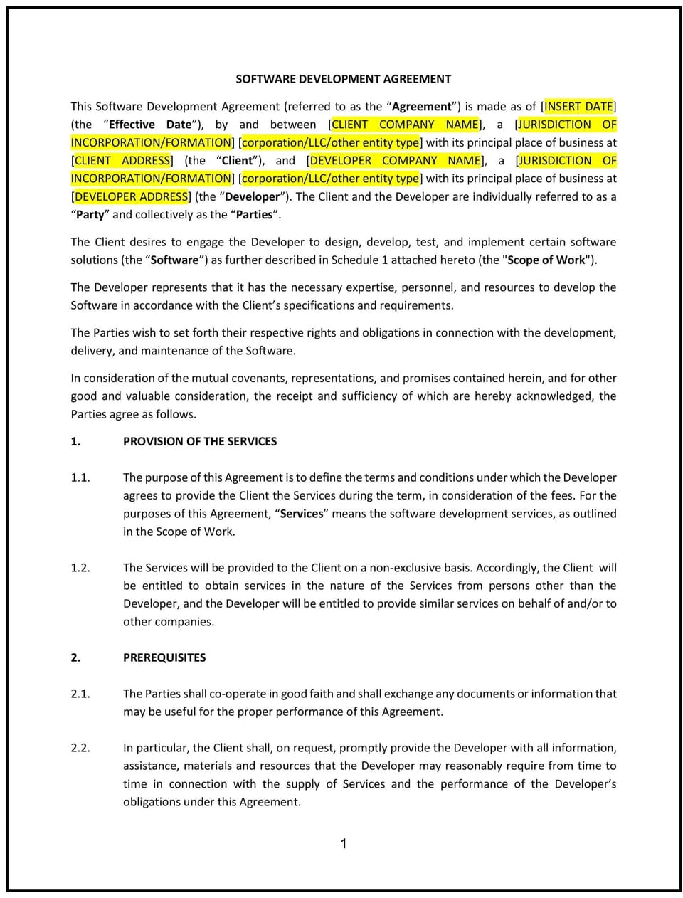 Software Development Agreement (Nevada): Free template