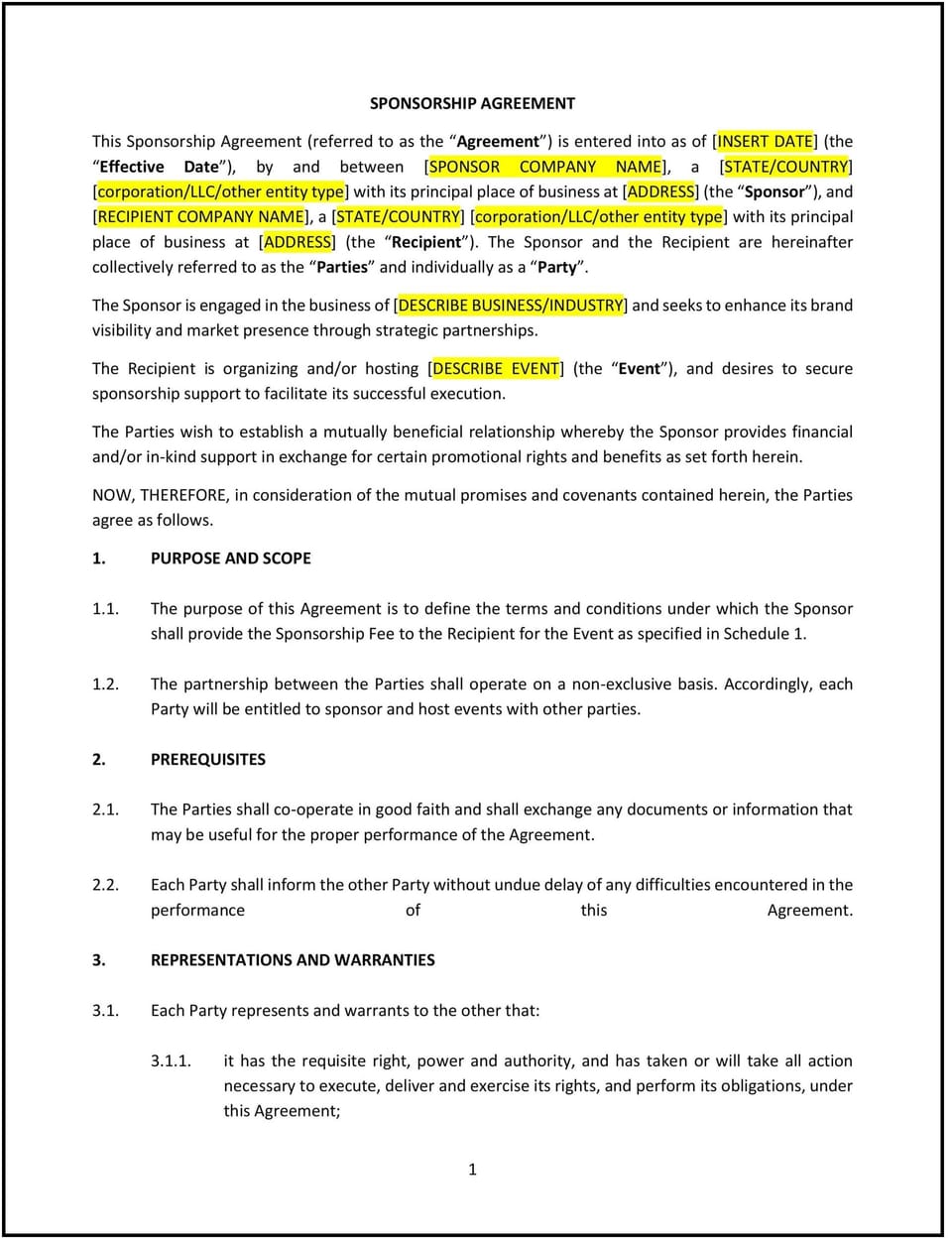 Sponsorship Agreement (Utah): Free template