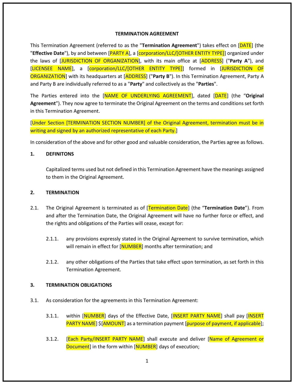 Termination Agreement (Rhode Island): Free template