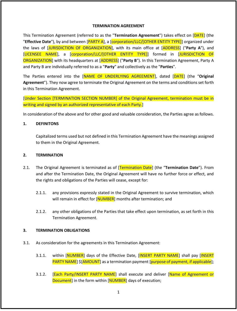 Termination Agreement (Wisconsin): Free template