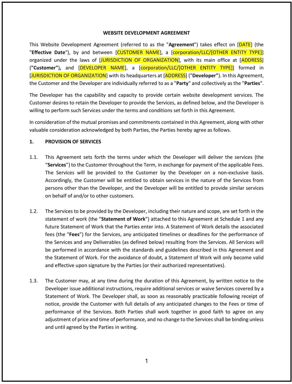 Website Development Agreement (Michigan): Free template